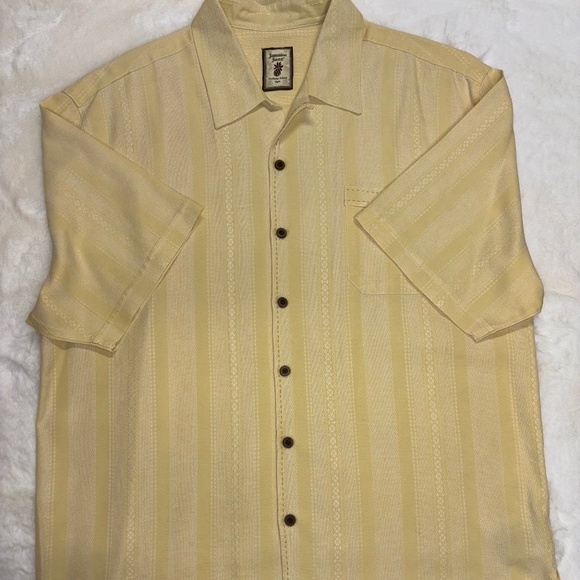 Jamaica Jaxx Yellow Short Sleeved Silk Shirt, Size XL - Picture 2 of 8